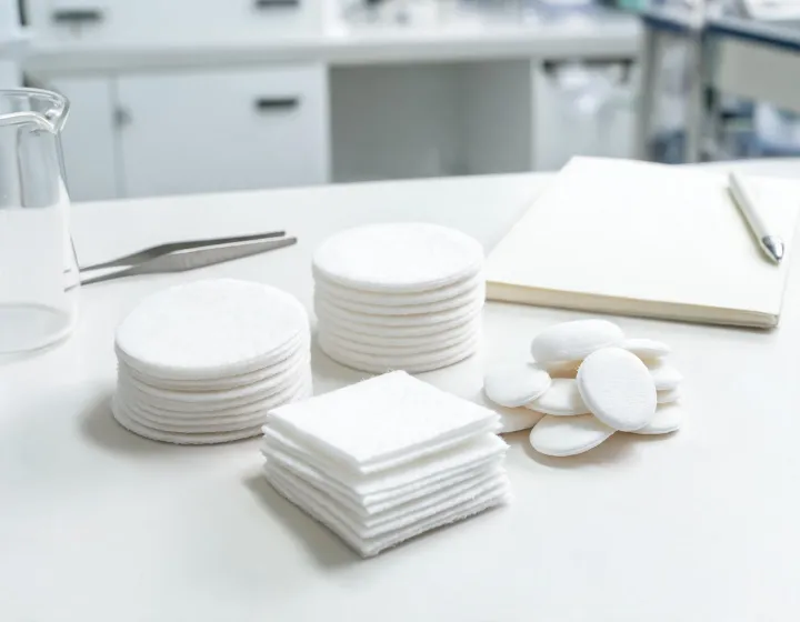 cotton pad supplier on a cosmetics bench, illustration only